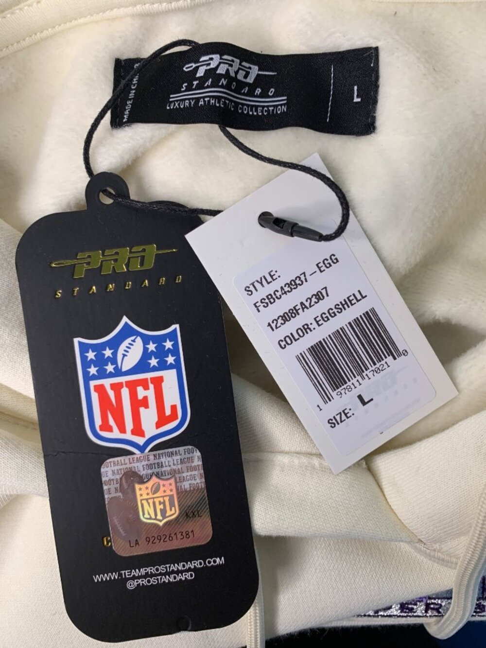 Womens NFL Super Bowl LVIII Cropped Hoodie Patches Size L Eggshell Cotton NWT - Picture 7 of 14